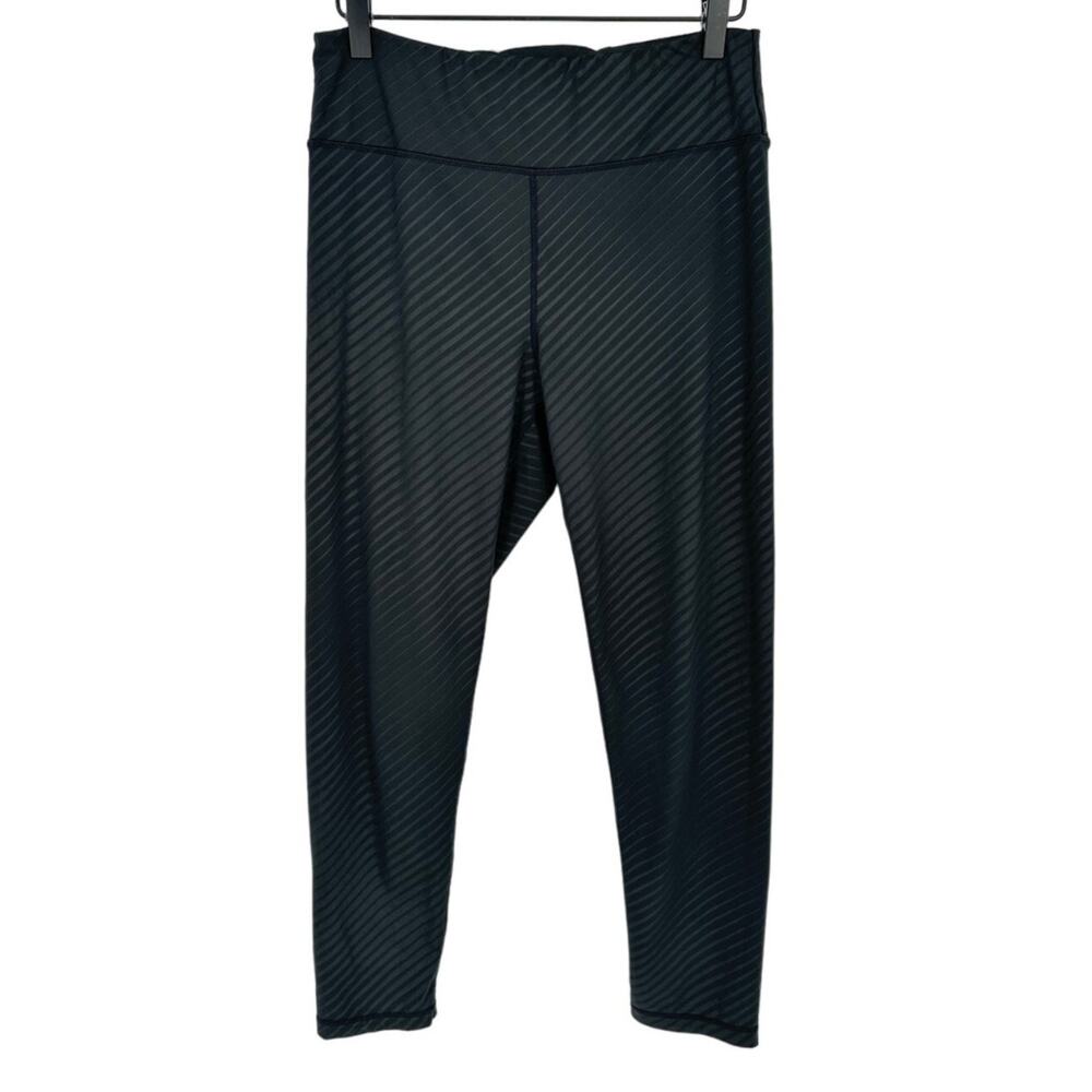 Nicole Miller Sport‎ Size L Black Cropped Leggings High Rise Yoga Media Pocket